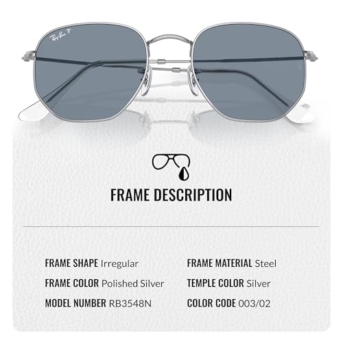 Image of Ray-Ban RB3548N HEXAGONAL FLAT LENSES Square-Round Shape Sunglasses for Men & Women with Official Eyewear Kit