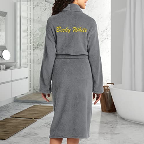 TEEAMORE Personalized Embroidered Robes Custom Monogrammed Plush Microfleece Bathrobes Unisex Small/Medium