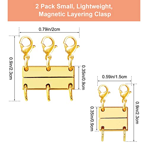 2 Pack Necklace Layering Clasps with Magnetism, Anglecai Magnetic Stackable Jewelry Layered Clasps Necklace Separator for Layering Multiple Jewelry for Layered Look