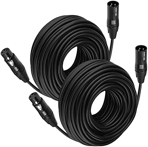 MIKIZ XLR Cables 100 ft 2 Pack Premium XLR Male to Female Microphone Cables for Speakers 100ft