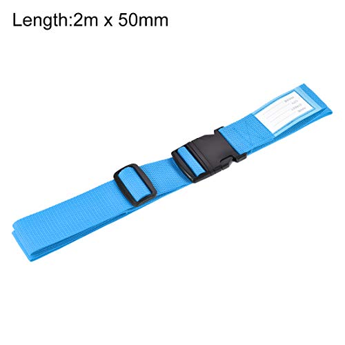 Image of uxcell Luggage Straps Suitcase Belts with Buckle Label, 2x78 2Mx5cm Adjustable PP Travel Bag Packing Accessories, Sky Blue 4Pcs