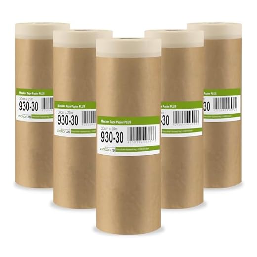 6 x Colorus Abdeckpapier mit Klebeband PLUS 30 cm x 25 m Masker Tape | Malerabdeckpapier mit Malerkrepp, 7 Tage UV beständig | Selbsthaftendes Abklebeband Papier | Papier-Maskerband
