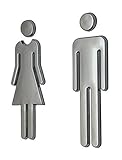 Z-Color Modern Acrylic Bathroom Sign Decor Adhesive Foil Backed Men's and Women's Unisex (Silver)