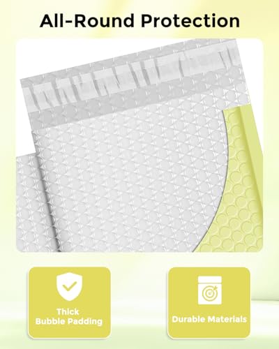 Image of Metronic Bubble Mailers 6x10 inch 100 Pack Pale Yellow Self-Seal Padded Mailers | Usable Size 6x9 inch Waterproof Padded Envelopes Bubble Envelopes for Small Business Shipping Envelopes for Mailing Jewelry #0