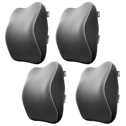 Frido Ultimate Car Neck Rest Pillow| Ultrasoft Pillow for Comfortable Rides | Superior Neck Support | Relieves Neck Pain | Hi-Per Foam Head Rest Pillow with Washable Velvet Cover | Grey | Pack of 4