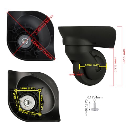 Mxfans Luggage Suitcase Swivel Wheel Spare Part 3.27 Inch W187 Black Set for Luggage4