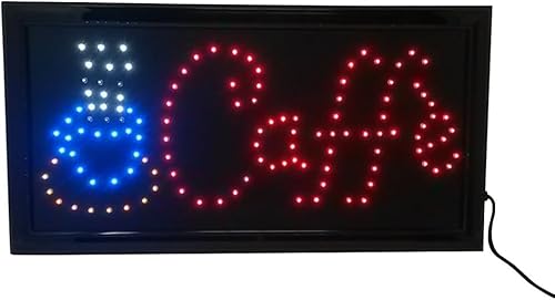 Insegna Luminosa A Led Con Scritta Caffè per Bar, Pizzerie, Ristoranti, Hotel, Alberghi 48x27x3cm