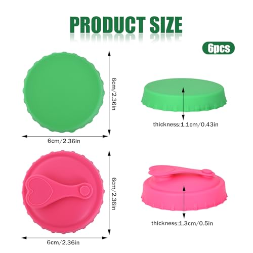 DEARBAG 6 Stück Bierdosen Abdeckung mit Silikon, Staubdicht und Auslaufsicher für Standard-Soda und Cola-Dosen (6 Farben), Wiederverwendbar