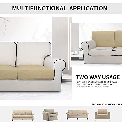 Image of Easy-Going Stretch Cushion Cover Sofa Cushion Furniture Protector Sofa Seat Sofa slipcover Sofa Cover Soft Flexibility with Elastic Bottom(Chair Cushion,Beige) | Sofa Cushion Furniture Protector Sofa Seat sofa slipcover Washable sofa cover soft with Elastic Bottom Beige