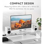 Edifier M60 Multimedia Speaker Bluetooth 5.3, 66W RMS, Hi-Res Audio & Hi-Res Wireless Audio, LDAC,3" Mid Bass & 1" Tweeter, USB-C & Aux Inputs, Compact Desktop Speaker - White - Image 2