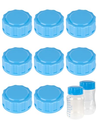 Image of Travel and Storage Bottle Caps Compatible with Avent Baby Bottles, Bottle Lids Replacement, 8 Count, Blue