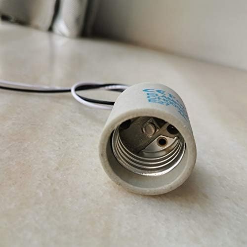 Lamp Bases CE E14/ E27 High temperature ceramic Lamp Holder with M10 metal back bracket 20.5mm2 30cm wire - (Color: E27 with 30cm wire; Base Type: 10 pieces)