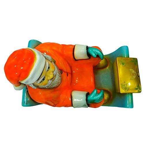 Trineo de resina de Papá Noel naranja y turquesa para exterior e interior, 60 x 115 x 110 cm para shooting decoración navideña