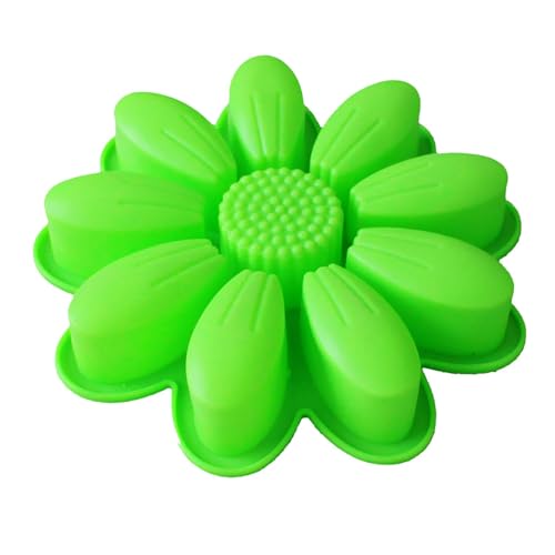 Image of PureBake Large Round Silicone Molds for Baking, 10 - Cavity Sun Flower Mould, Non-Stick Cake Pan for Mousse, Desserts, Candy, Soap & More - Food-Grade, Flexible, Oven & Freezer Safe