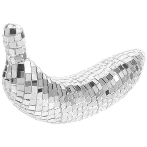 Image of Alipis Mirrored Banana Ornament Disco Party Supply Reflective Vintage Tabletop Decor for Home Office Fruit Display