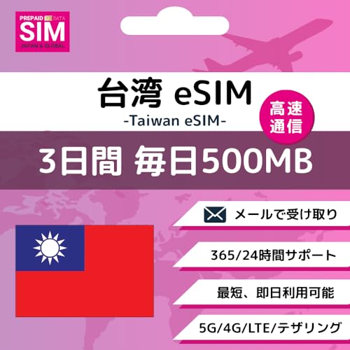 p eSIM (Daily500MB) Amazon[œ͂ ŒZzM ȒPݒ T|[gS ᑬt Dȃ^C~OŎ擾 ǉw cʊmFOK (3Days-Daily 500MB)