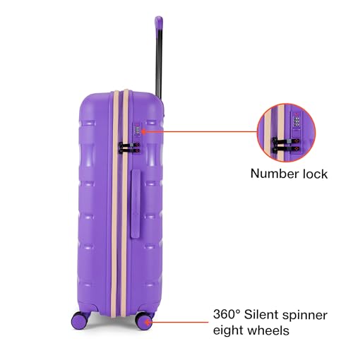 Image of Nasher Miles Jupiter Hard-Sided Polypropylene Check-in Luggage 28 inch | 75cm | 8 Wheels Large Trolley Bag for Travel | Suitcase (Purple)