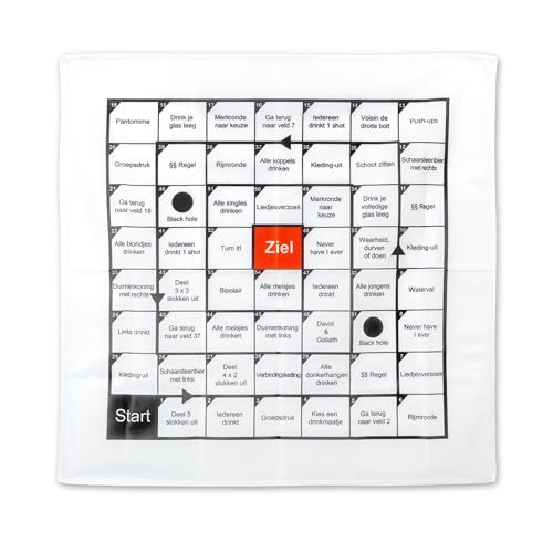 Version NÉERLANDAIS, Jeu à Boire pour Adultes, sur Une Nappe de 70 x 70 cm, 54 terrains de Jeu avec des tâches, Game Société pour Apéro & Soirées, Drinking Game