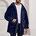 Mens Faux Fur Jacket Winter Warm Plush Fluffy Cardigan Coat Fashion Open Front Hooded Thick Outerwear with Pockets