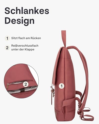 Johnny Urban Rucksack Damen - Mia - Schlanke Tasche mit Laptopfach - Aus Recyceltem PET - 7L - Wasserabweisend - Rot Braun