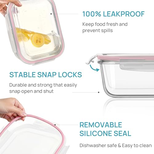 Image of Vtopmart 2Pack 2260ml /76.4oz Extra Large Glass Storage Containers, Pink