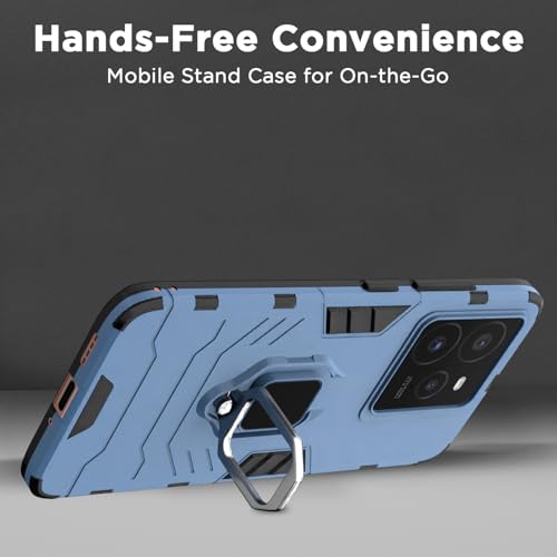 Image of Pikkme D5 Tough Armor Bumper Case | 360 Protection Case | Ring Holder Stand Back Cover for Realme GT 7 Pro 5G (Blue)