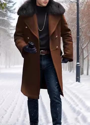 Maiyifu-GJ Men's Wool Blend Long Pea Coat Slim Fit Double Breasted Trench Coats Winter Warm Mid-Length Jackets Overcoat2