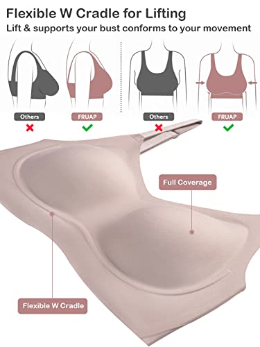 Fruap Bralettes For Women, Seamless Bra With Full Coverage, Wireless Bra Comfort, Fixed Pad And Convertible Strap As Everyday Bra Mink #TOP3