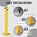 Safety Bollard Post, 42 Inch Height Steel Bollards, 4.5 Inch Diameter Parking Bollard, Yellow Powder Coated Safety Parking Barrier Post, for Traffic Sensitive Areas (42inch 4Pack)