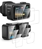 GIOPUEY Vetro Temperato Compatibile con GoPro Mission 1 PRO, 4 Pezzi Pellicola Prottetiva e 2 Pezzi Pellicola Fotocamera, HD, Resistente ai Graffi, Senza Bolle (Transparent)