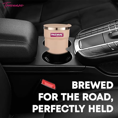 Image of Trueware ACE 275 ML Inner Steel Outer Plastic Insulated Coffee Cup /Mug /Tumbler Set of 2 for Hot and Cold Drinks, BPA-Free, Food Grade - Ideal for Car, Home, Office, Travelling (Pink)