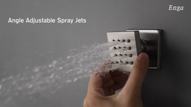 Enga Brushed Gold Rain Shower System with 4 Body Shower Jets 12inch Wall Mount Rainfall Shower Head & Handheld, Multi Shower Head System Rain Shower Faucets sets Combo with Rough-in Valve