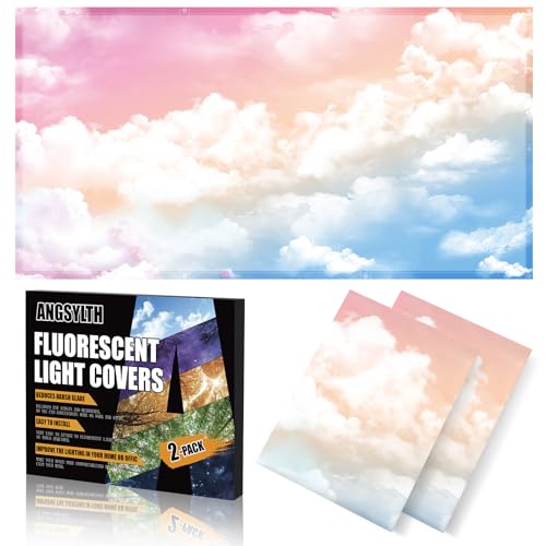 ANGSYLTH 2 Pcs Fluorescent Light Covers - 4 x 2 Feet Covers for Ceiling Lights, Magnetic Light Filters for Classroom, Office, Hospitals, Home