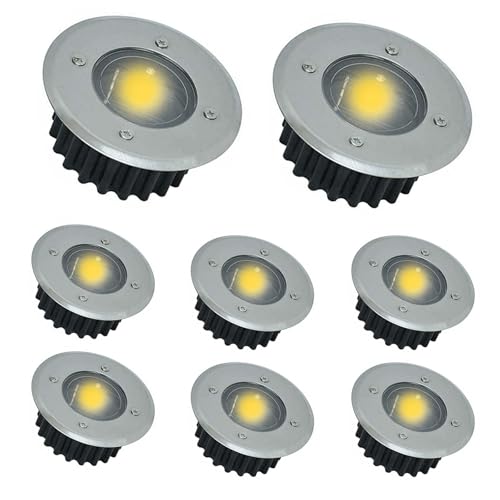 Petyoung Solar Lights Outdoor Garden, 8 Pack Solar Ground Lights, IP65 Waterproof Disk Lights Decking Lights Solar Powered for Lawn Pathway Yard Landscape Walkway