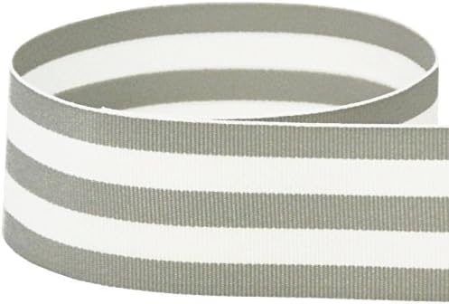 Gray & White Taffy Stripe Grosgrain Ribbon - Color: Gray & White Striped - Choose Your Length & Width - Made in The United States (7/8" - 100 Yards)