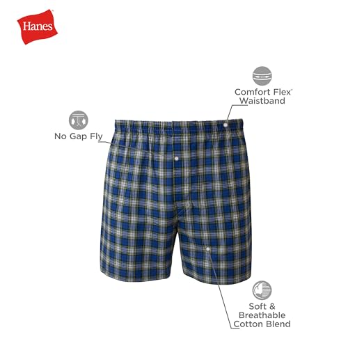 Hanes Men's Underwear Boxers Pack, Cool & Breathable Cotton Underwear, Moisture-Wicking Boxers for Men