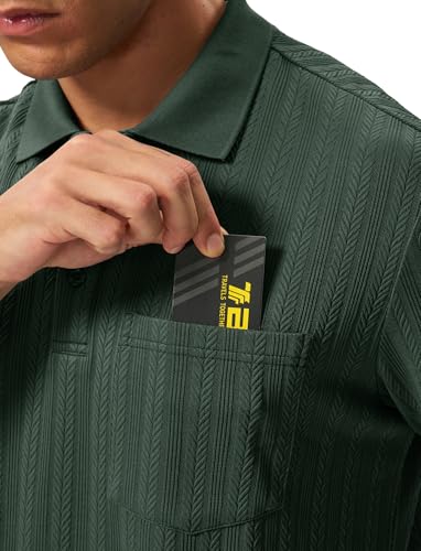 Image of TBMPOY Mens Casual Knit Polo with Pocket Textured Shirts Short Sleeve Classic Summer Vacation