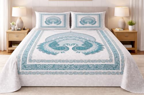 Image of DECORUM Premium 7D Digital Printed Cotton BEDSHEET (90 X 100) Inch with 2 King Size Pillow Covers - HIGH-Definition Design & Superior Comfort (Heavy Quality) BEDSHEET