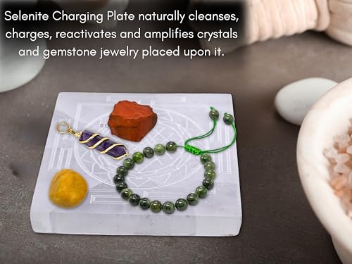 Image of Selenite Plate with Shree Yantra - Premium Selenite Charging Plate