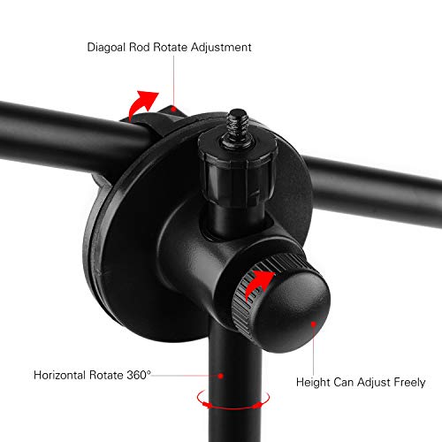 Image of Andoer 140cm / 4.6ft Adjustable Height Light Stand Durable Aluminum Alloy Floor Tripod Stand Kit with Phone Holder Max Capacity 2kg for Live Streaming Video Shooting Photography