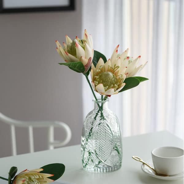 3 Stem King Protea Artificial Flowers Real Touch Silk Protea Cynaroides for Wedding Table Centerpieces Flower Arrangements Decor Bouquet (Light Yellow) - Image 4