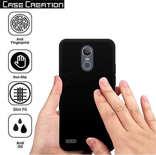 Image of Case Creation Compatible for LG Stylus 3 2018 Back case,for LG Stylus 3 Slim Flexible Smart Look case with 360 Camera All Angle Protection (Pure Black)