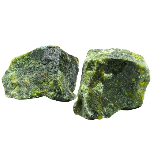 Image of Amazing Gemstone Green Jade Raw Crystals and Healing Stones, Natural Rocks for Tumbling - DIY Raw Stones and Crystals, 2 Pieces