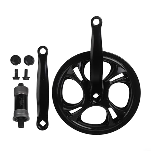 Pumixiy Pédalier de vélo en alliage 48T 170 mm, trou carré, pour vélo pliable à vitesse unique, avec protection de chaîne et pédalier options finition métal (pédalier + 110 BB) – vue 3