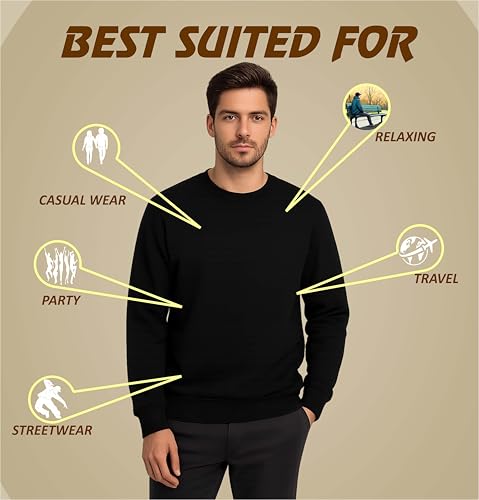 Image of I-Drip Travis Scott Sweatshirt Crew Neck Full Sleeve Regular Fit Unisex 340 GSM Black Cotton Fleece for Winters Anime Streetwear Astroworld Graphics Front, Back Printed