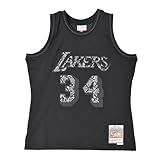 [ミッチェル&ネス] NBA LEATHER SNAKESKIN SWINGMAN JERSEY LAKERS 1996 SHAQUILLE ONEAL JY8787-LALBLCK ユニフォーム メンズ XL(2L) ロサンゼルス・レイカーズ