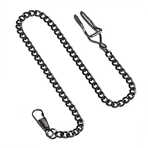 Cadena para reloj de bolsillo evita caídas con enganche seguro negro de 37,5 cm