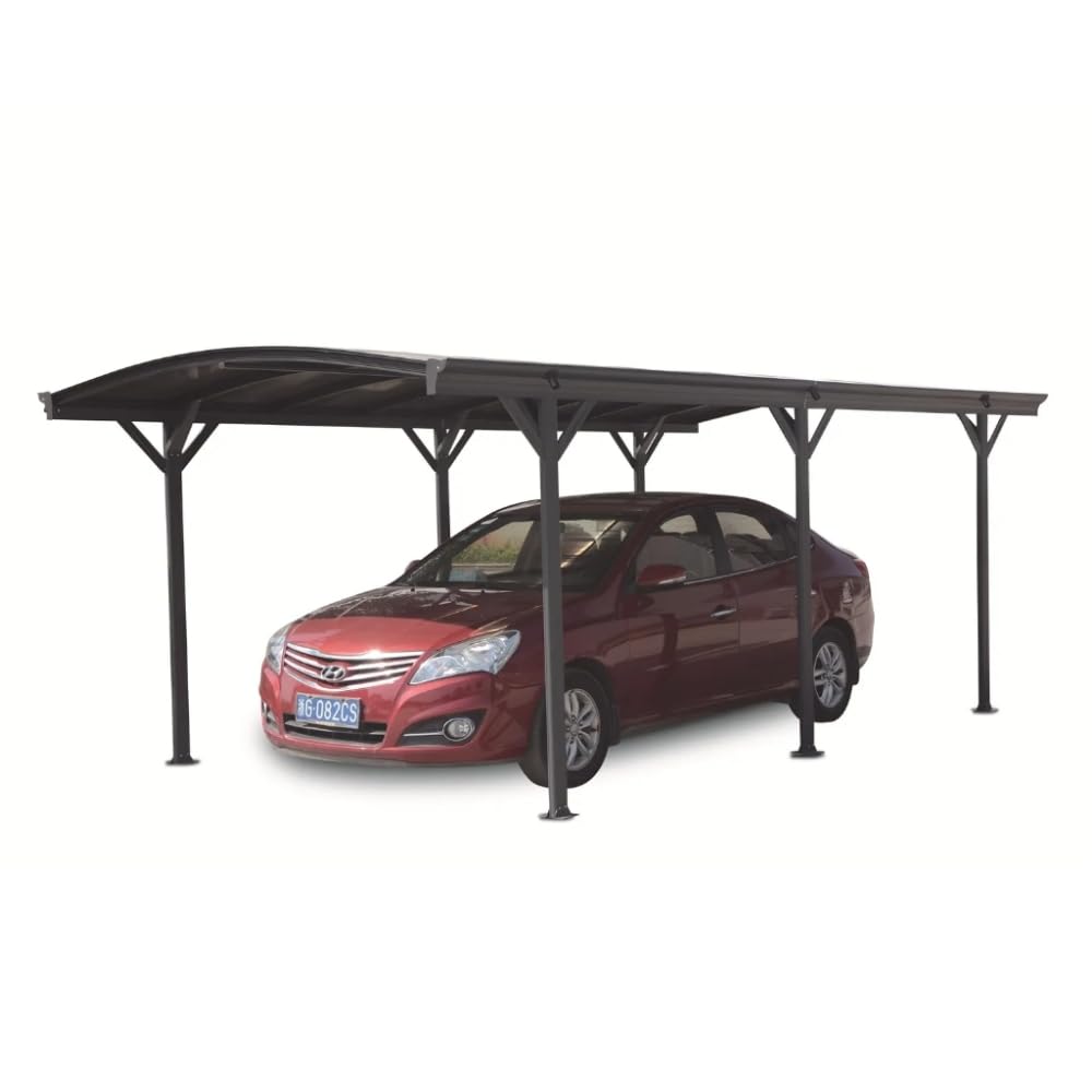 HORI Carport Aluminium/Anthrazit, witterungsbeständiger Auto Unterstand, Moderne Garagenüberdachung für den Außenbereich, Stabiler Garagenunterstand mit 5030 x 3050 x 2320, Bogendach
