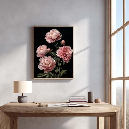 Impression sur toile pivoine rose affiche murale classique 3 pièces