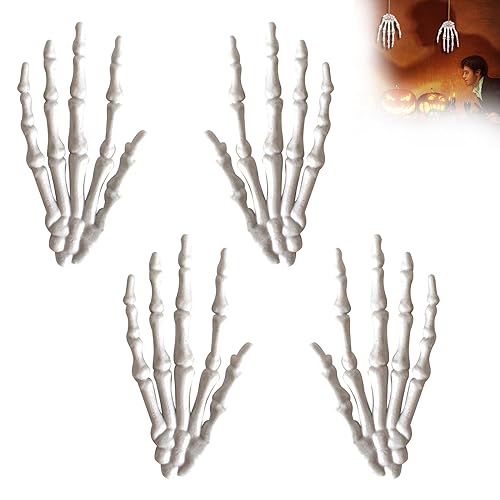 Rakiuty Mãos esqueleto Halloween, Halloween Skeleton Hands, mão de queleto, acessórios de casas encantadas, festas de terror, 2 pares